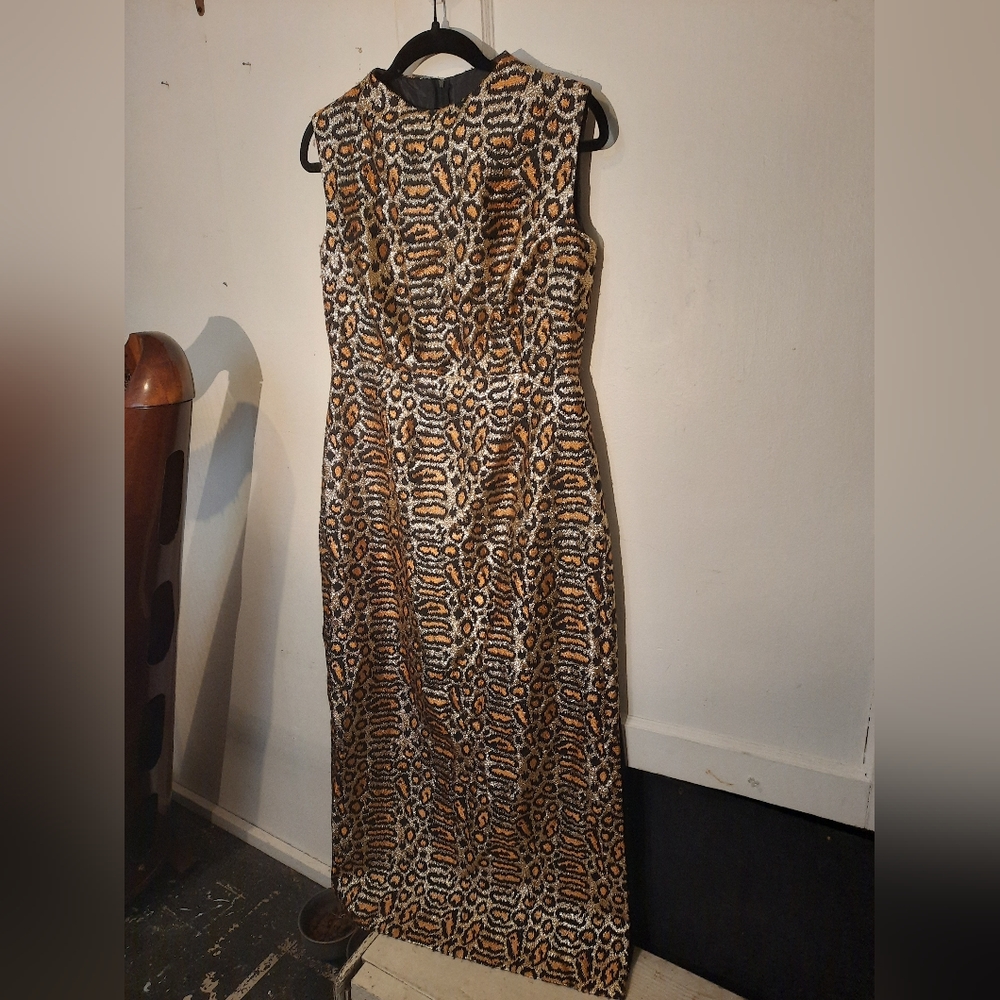 Dazzling vintage floor length leopard print evening gown